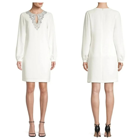 Trina Turk TANGLE FRONT KEYHOLE PUFF SLEEVE DRESS Sz 14 - Picture 1 of 13